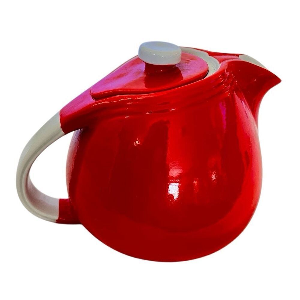 Hall's Red Teapot W/ Lid Made in USA 5.5" Superior Quality Kitchenware Sani-Grid